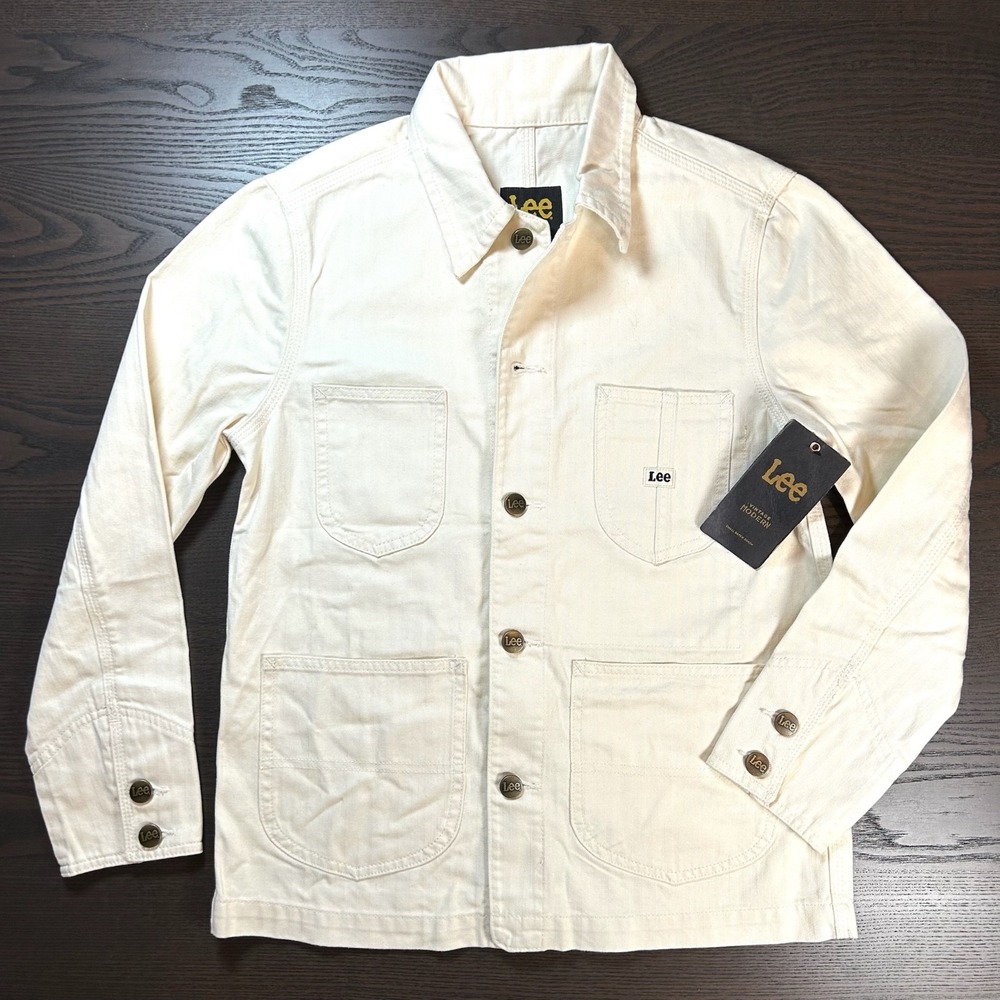 Lee Vintage Modern Jacket Size Small Cream Farm Chore Barn Coat ButtonUp Pockets
